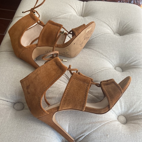 INC Camel Suede Strappy Open-Toe heels - Picture 4 of 5